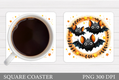 Bat Coaster Sublimation. Halloween Coaster Design Product Image 1