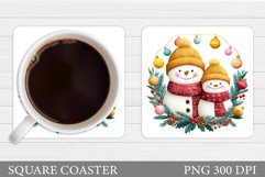 Cute Snowman Coaster Design. Christmas Coaster Sublimation Product Image 1