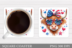 Patriotic Cow Coaster Design. Patriotic Cow Sublimation Product Image 1