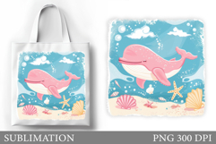 Cute Whale Tote Bag Design. Cute Whale Sublimation Product Image 1