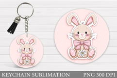 Cute Bunny Keychain Design. Cute Bunny Sublimation Product Image 1