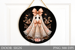 Cute Ghost Door Sign Design. Halloween Door Sign Sublimation Product Image 1