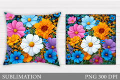 Wildflowers Pillow Sublimation. Flowers Pillow Design Product Image 1