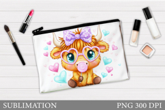 Valentines Cow Makeup Bag. Valentines Cosmetics Bag Design Product Image 1