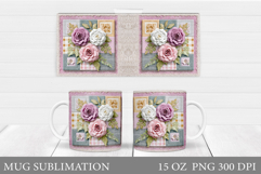 Floral Mug Wrap Design. Flower Mug Sublimation Product Image 1