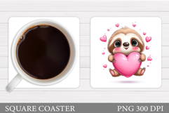 Valentines Sloth Coaster Design. Valentines Sloth Coaster Product Image 1
