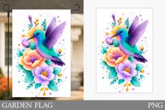 Hummingbird Garden Flag. Bird Garden Flag Sublimation Product Image 1