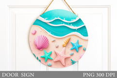 Sea Door Sign Sublimation. Starfish Door Sign Design Product Image 1