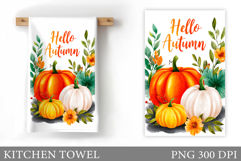 Pumpkin Kitchen Towel. Hello Pumpkin Autumn Kitchen Towel Product Image 1