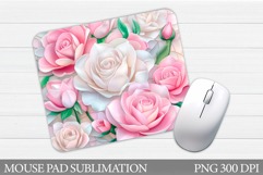 Roses Mouse Pad Sublimation. Flowers Mouse Pad Design Product Image 1