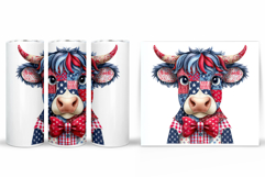 Patchwork Cow Tumbler. Patriotic Tumbler Sublimation Product Image 2