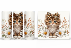 Cute Cat Tumbler Design. Cat Flowers Tumbler Sublimation Product Image 2