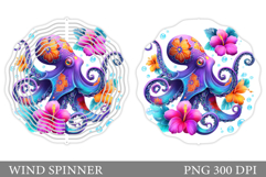 Octopus Wind Spinner Design. Sea Wind Spinner Sublimation Product Image 1