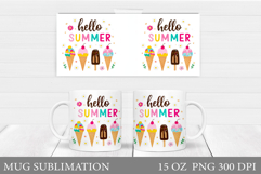 Summer Mug Sublimation. Hello Summer Mug Wrap Design Product Image 1