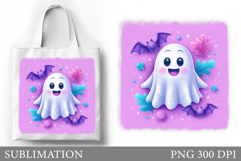 Cute Ghost Tote Bag Design. Cute Ghost Sublimation Product Image 1