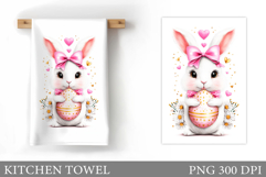 Easter Bunny Kitchen Towel. Bunny Kitchen Towel Sublimation Product Image 1