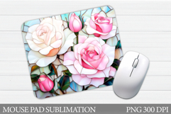 Roses Mouse Pad Sublimation. Flowers Mouse Pad Design Product Image 1