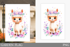 Cute Lama Garden Flag. Summer Garden Flag Design Product Image 1