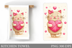 Valentines Cat Kitchen Towel. Valentines Kitchen Towel Product Image 1
