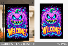 Scary Pumpkin Garden Flag Sublimation. Halloween Garden Flag Product Image 1