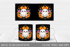 Halloween Ghost Mug Design. Cute Halloween Mug Sublimation Product Image 1