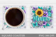 Mother's Day Coaster Design. Flowers Coaster Sublimation Product Image 1