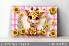 Giraffe Cutting Board Design. Giraffe Flowers Cutting Board Product Image 1