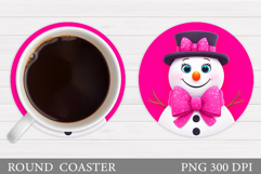 Snowman Coaster Design. Christmas Coaster Sublimation Product Image 1