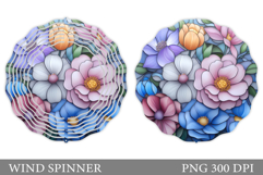 Floral Wind Spinner Sublimation. Flowers Wind Spinner Design Product Image 1