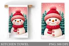 Snowman Kitchen Towel Design. Christmas Kitchen Towel Product Image 1