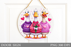 Valentines Goose Door Sign. Valentines Door Sign Sublimation Product Image 1