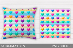 Colorful Hearts Pillow Design. Valentines Pillow Sublimation Product Image 1