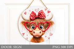 Valentines Cow Door Sign. Valentines Door Sign Sublimation Product Image 1