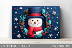Cute Snowman Cutting Board. Winter Cutting Board Sublimation Product Image 1