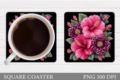 Flowers Coaster Sublimation. Floral Coaster Design Product Image 1