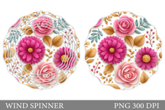 Flowers Wind Spinner Design. Floral Wind Spinner Sublimation Product Image 1