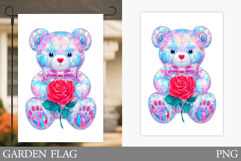 Valentines Bear Garden Flag. Valentines Garden Flag Design Product Image 1