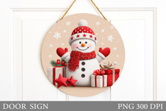 Christmas Snowman Door Sign. Christmas Door Sign Sublimation Product Image 1