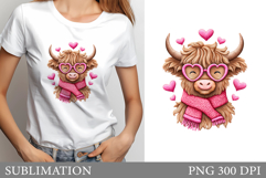 Valentines Cow Sublimation. Valentine Cow T-Shirt Design Product Image 1