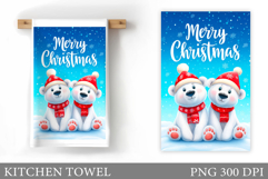 Polar Bear Kitchen Towel. Christmas Kitchen Towel Design Product Image 1