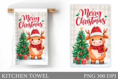 Christmas Cow Kitchen Towel Design. Christmas Kitchen Towel Product Image 1