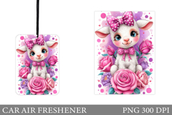 Cute Lamb Car Air Freshener Design. Cute Lamb Sublimation Product Image 1