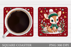 Christmas Deer Coaster Design. Christmas Coaster Sublimation Product Image 1