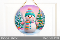Christmas Snowman Door Sign. Christmas Door Sign Sublimation Product Image 1