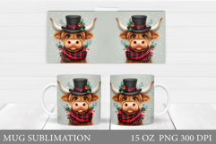 Christmas Cow Mug Design. Christmas Mug Sublimation Product Image 1