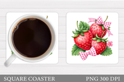 Strawberry Coaster Sublimation. Berries Coaster Design Product Image 1
