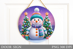Christmas Snowman Door Sign. Christmas Door Sign Design Product Image 1