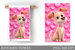 Valentines Dog Kitchen Towel. Valentine Kitchen Towel Design Product Image 1