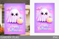 Cute Ghost Garden Flag Design. Halloween Pumpkin Garden Flag Product Image 1