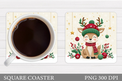 Christmas Deer Coaster Design. Christmas Coaster Sublimation Product Image 1
